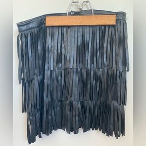 H&M DIVIDED faux leather fringe mini skirt